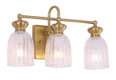 SINO 3lt Brass Ellipse Clear Glass Shade Wall Light